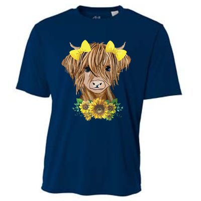 Highland Cow With Sunflowers Cooling Performance Crew T-Shirt