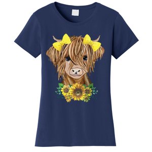 Highland Cow With Sunflowers Women's T-Shirt