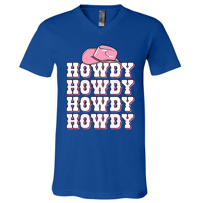 Howdy Cow Western Country Cowgirl V-Neck T-Shirt