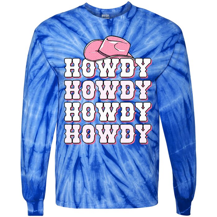 Howdy Cow Western Country Cowgirl Tie-Dye Long Sleeve Shirt