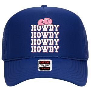 Howdy Cow Western Country Cowgirl High Crown Mesh Back Trucker Hat