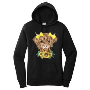 Highland Cow With Sunflowers Women's Pullover Hoodie