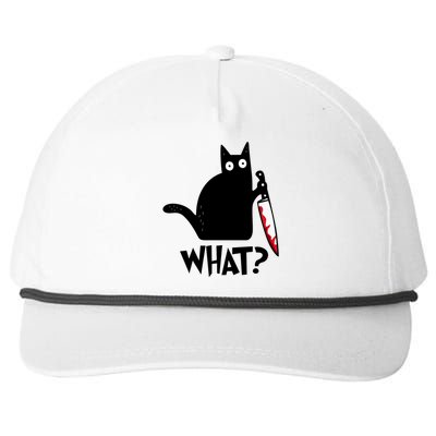 Halloween Cat What Funny Murderous Black Cat With Knife Snapback Five-Panel Rope Hat