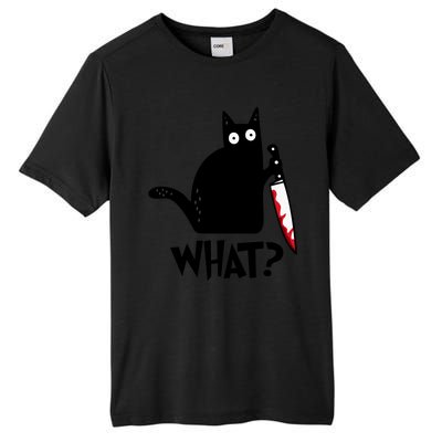 Halloween Cat What Funny Murderous Black Cat With Knife Tall Fusion ChromaSoft Performance T-Shirt