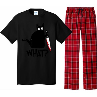 Halloween Cat What Funny Murderous Black Cat With Knife Pajama Set