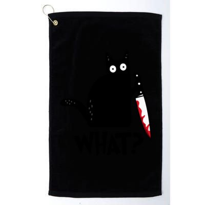 Halloween Cat What Funny Murderous Black Cat With Knife Platinum Collection Golf Towel