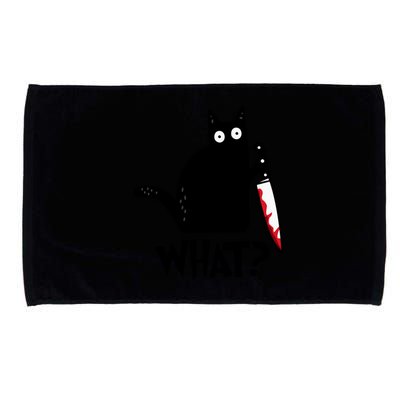 Halloween Cat What Funny Murderous Black Cat With Knife Microfiber Hand Towel