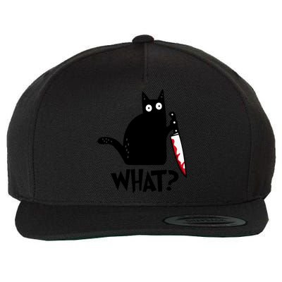 Halloween Cat What Funny Murderous Black Cat With Knife Wool Snapback Cap