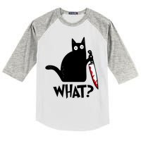 Halloween Cat What Funny Murderous Black Cat With Knife Kids Colorblock Raglan Jersey