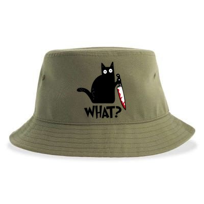 Halloween Cat What Funny Murderous Black Cat With Knife Sustainable Bucket Hat