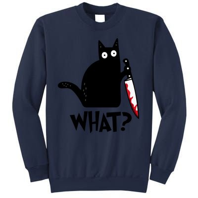 Halloween Cat What Funny Murderous Black Cat With Knife Sweatshirt