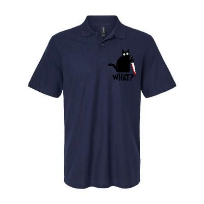 Halloween Cat What Funny Murderous Black Cat With Knife Softstyle Adult Sport Polo