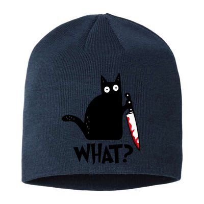 Halloween Cat What Funny Murderous Black Cat With Knife Sustainable Beanie