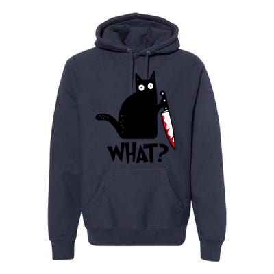 Halloween Cat What Funny Murderous Black Cat With Knife Premium Hoodie