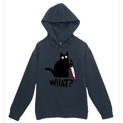 Halloween Cat What Funny Murderous Black Cat With Knife Urban Pullover Hoodie