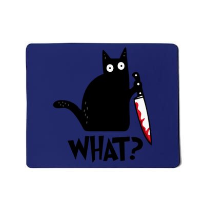 Halloween Cat What Funny Murderous Black Cat With Knife Mousepad