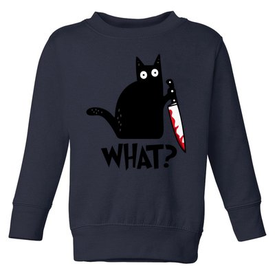 Halloween Cat What Funny Murderous Black Cat With Knife Toddler Sweatshirt