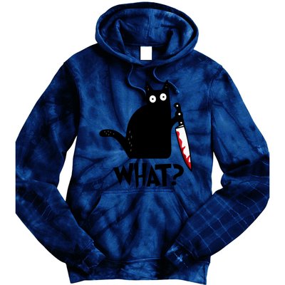 Halloween Cat What Funny Murderous Black Cat With Knife Tie Dye Hoodie