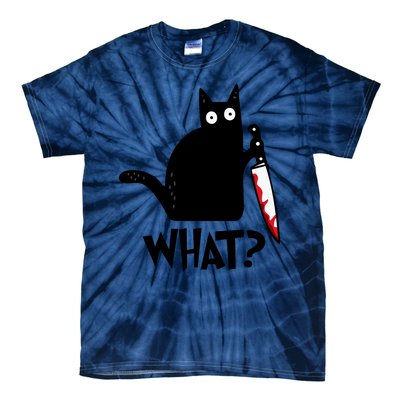 Halloween Cat What Funny Murderous Black Cat With Knife Tie-Dye T-Shirt