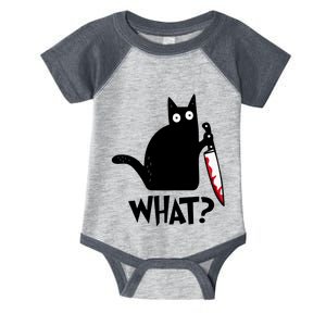 Halloween Cat What Funny Murderous Black Cat With Knife Infant Baby Jersey Bodysuit