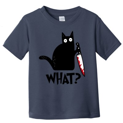 Halloween Cat What Funny Murderous Black Cat With Knife Toddler T-Shirt