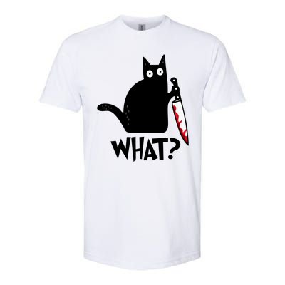 Halloween Cat What Funny Murderous Black Cat With Knife Softstyle CVC T-Shirt