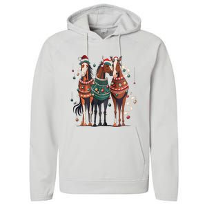 Horse Christmas Xmas Horseback Riding Farm Performance Fleece Hoodie