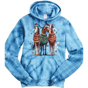 Horse Christmas Xmas Horseback Riding Farm Tie Dye Hoodie