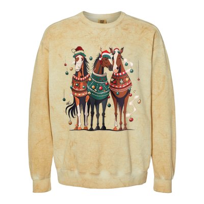 Horse Christmas Xmas Horseback Riding Farm Colorblast Crewneck Sweatshirt