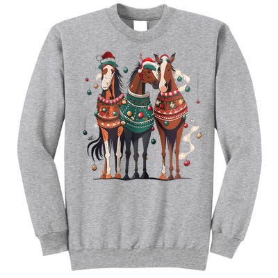 Horse Christmas Xmas Horseback Riding Farm Tall Sweatshirt