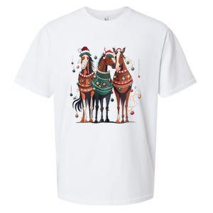 Horse Christmas Xmas Horseback Riding Farm Sueded Cloud Jersey T-Shirt