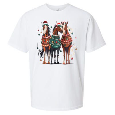 Horse Christmas Xmas Horseback Riding Farm Sueded Cloud Jersey T-Shirt