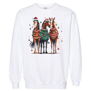 Horse Christmas Xmas Horseback Riding Farm Garment-Dyed Sweatshirt