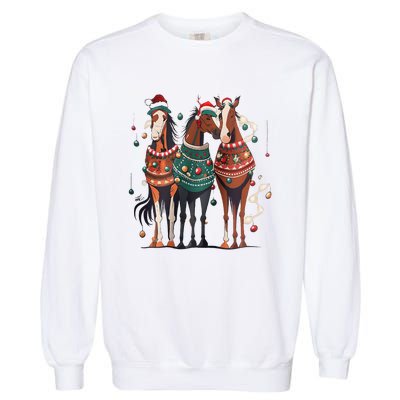 Horse Christmas Xmas Horseback Riding Farm Garment-Dyed Sweatshirt