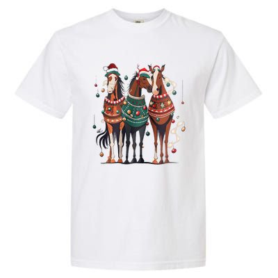 Horse Christmas Xmas Horseback Riding Farm Garment-Dyed Heavyweight T-Shirt