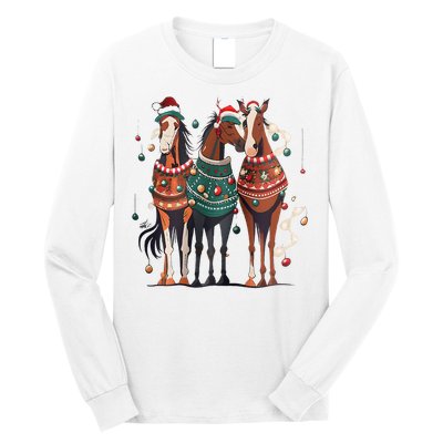 Horse Christmas Xmas Horseback Riding Farm Long Sleeve Shirt