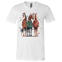 Horse Christmas Xmas Horseback Riding Farm V-Neck T-Shirt