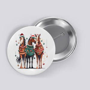 Horse Christmas Xmas Horseback Riding Farm Button