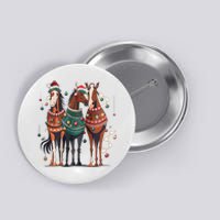 Horse Christmas Xmas Horseback Riding Farm Button