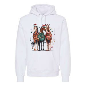 Horse Christmas Xmas Horseback Riding Farm Premium Hoodie