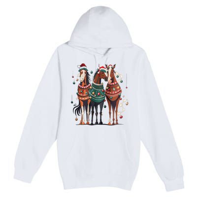 Horse Christmas Xmas Horseback Riding Farm Premium Pullover Hoodie