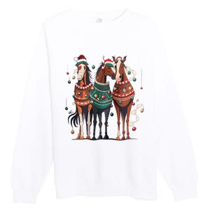 Horse Christmas Xmas Horseback Riding Farm Premium Crewneck Sweatshirt