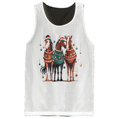 Horse Christmas Xmas Horseback Riding Farm Mesh Reversible Basketball Jersey Tank