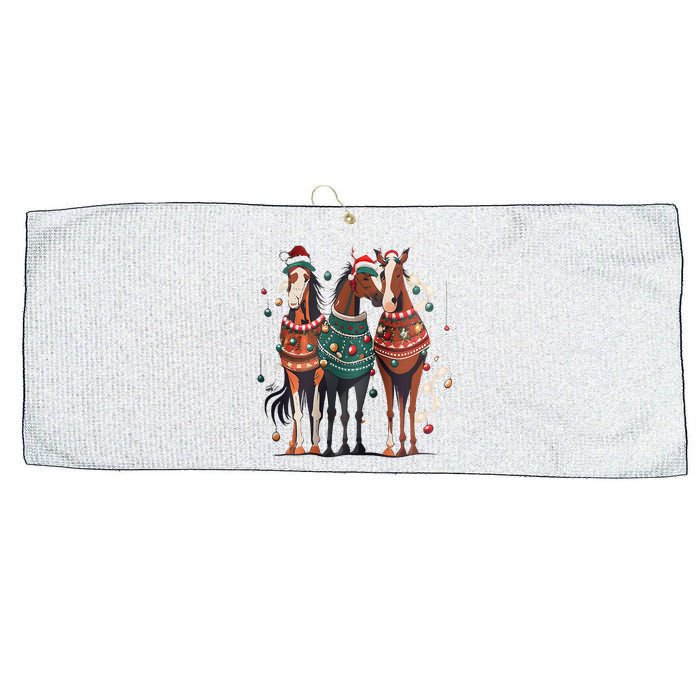 Horse Christmas Xmas Horseback Riding Farm Large Microfiber Waffle Golf Towel