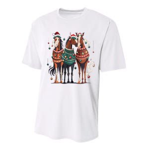 Horse Christmas Xmas Horseback Riding Farm Performance Sprint T-Shirt