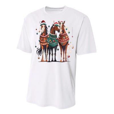 Horse Christmas Xmas Horseback Riding Farm Performance Sprint T-Shirt