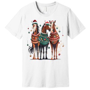 Horse Christmas Xmas Horseback Riding Farm Premium T-Shirt