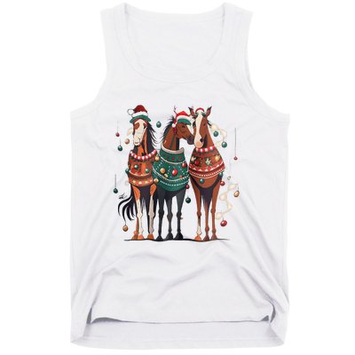 Horse Christmas Xmas Horseback Riding Farm Tank Top