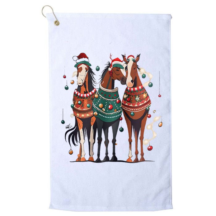 Horse Christmas Xmas Horseback Riding Farm Platinum Collection Golf Towel