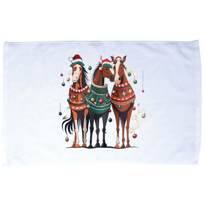 Horse Christmas Xmas Horseback Riding Farm Microfiber Hand Towel